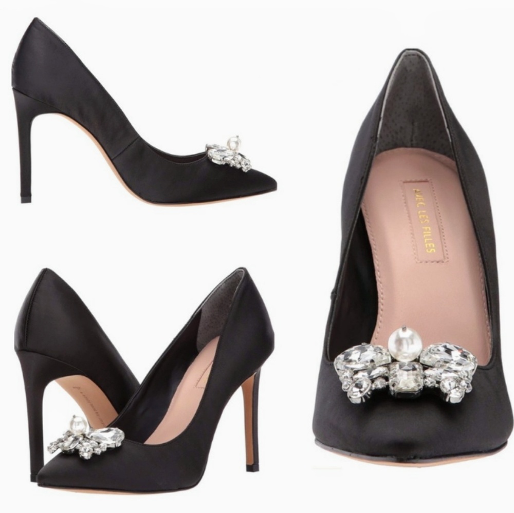 🆕Luxe Black Satin Pump w/Embellished Vamp - Picture 9 of 10